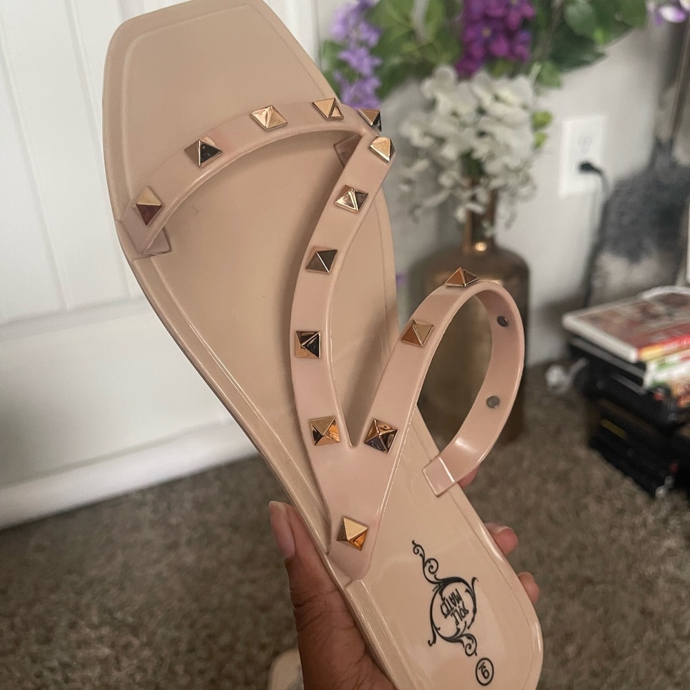 Sole Mates Studded Square-Toe Jelly Sandals Bundle- Black and Nude - Picture 7 of 7